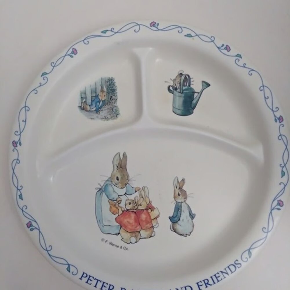 Vintage Peter Rabbit and Friends Toddler Child Melamine Divided Plate by EDEN